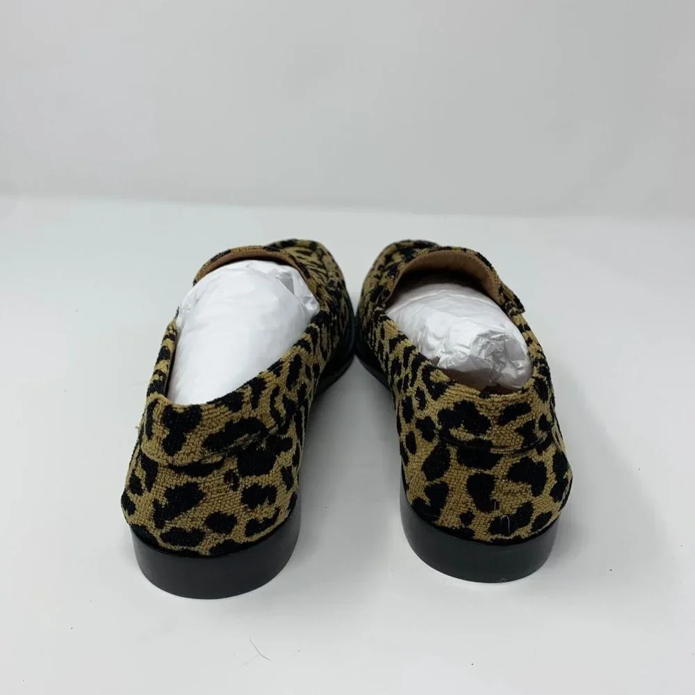 Re/Done 264-17W9LFR 90s Loafers Shoes Women's 38 Leopard‎ Tapestry Slip-on S0431